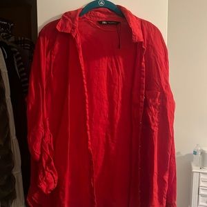 ZARA RED LINEN TOP